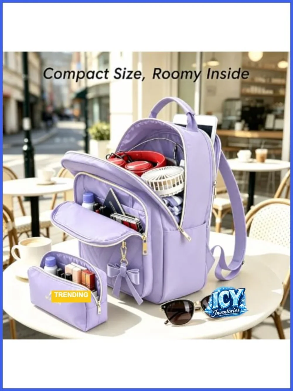 Women's Fashion Backpack Purse, Waterproof Mini Bookbag with Laptop